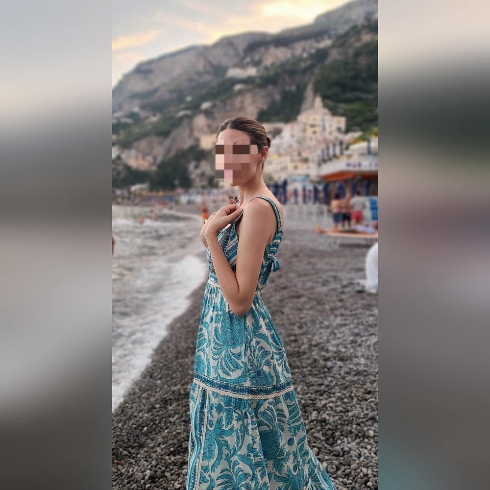 Elegant Blue Patterned Dress